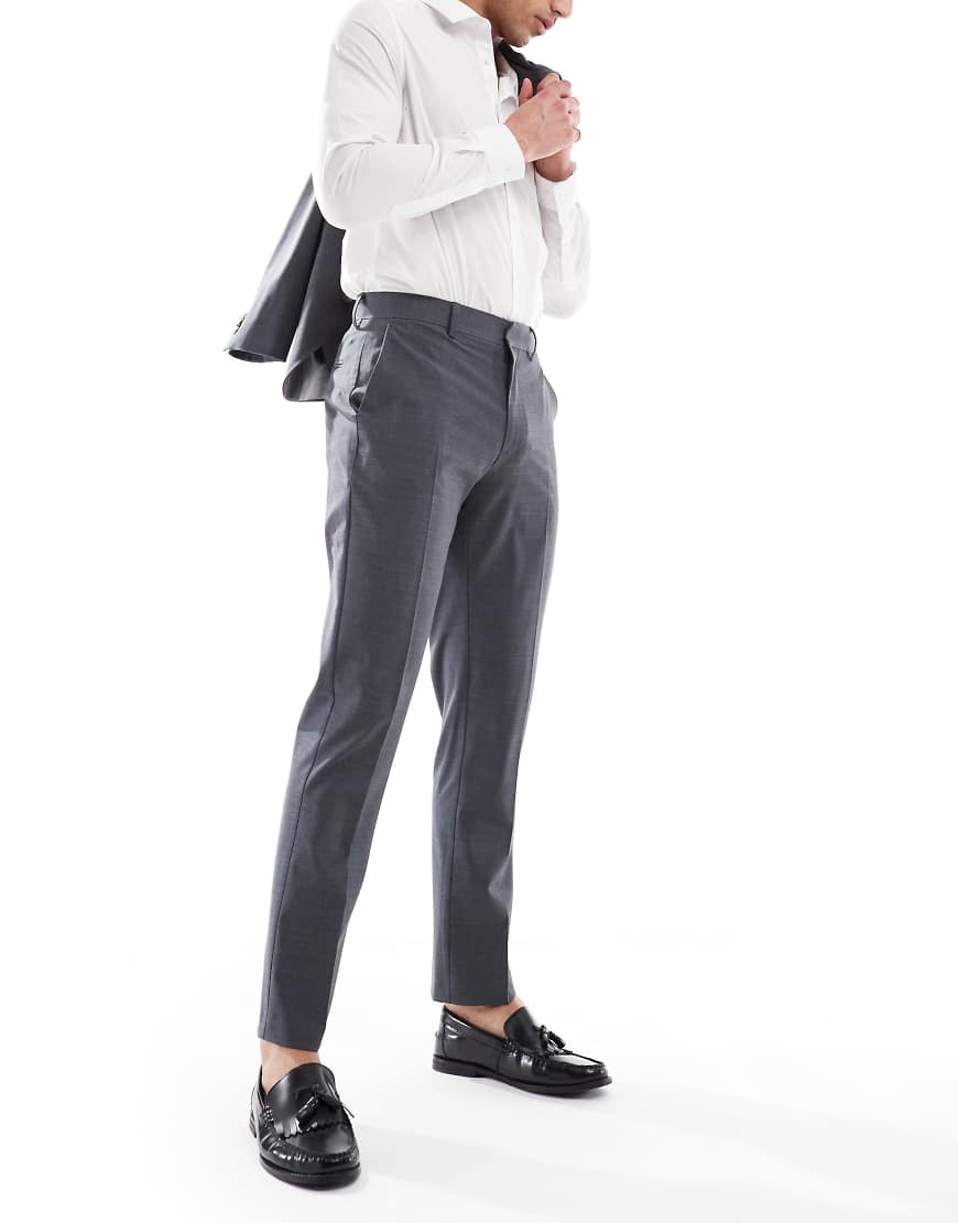 ASOS DESIGN - Waschbare Slim Fit Anzughose in Anthrazit mit leichter Kammwolle-Grau ASOS DESIGN - Waschbare Slim Fit Anzughose in Anthrazit mit leichter Kammwolle-Grau von ASOS DESIGN