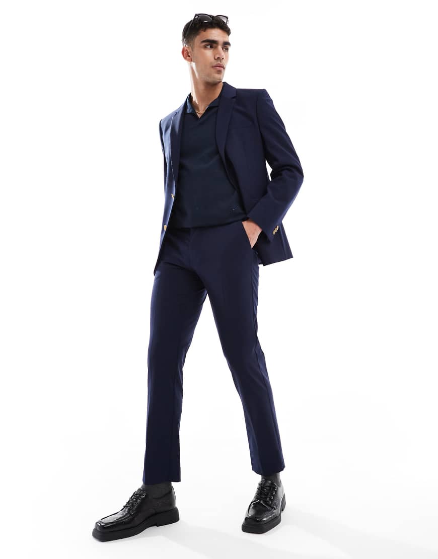 ASOS DESIGN - Waschbare Slim-Fit-Anzughose in Marineblau mit leichter Kammwolle ASOS DESIGN - Waschbare Slim-Fit-Anzughose in Marineblau mit leichter Kammwolle von ASOS DESIGN