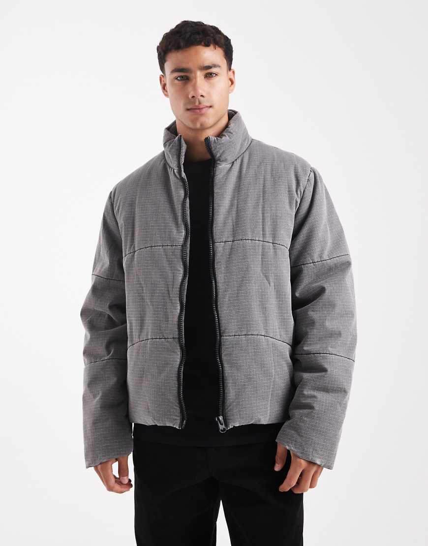ASOS DESIGN - Wattierte Ripstop-Jacke in gewaschenem Grau von ASOS DESIGN