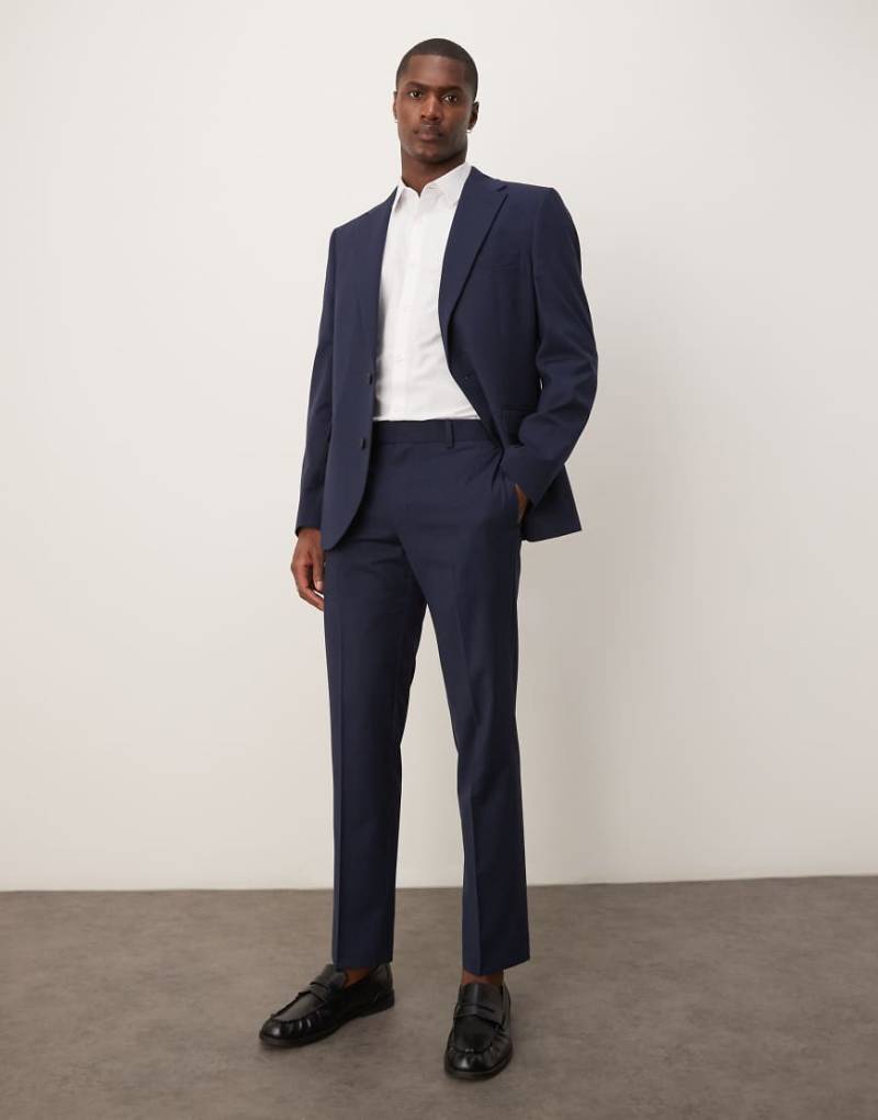 ASOS DESIGN Wedding - Anzughose in Marineblau mit Nadelstreifen und schmalem Schnitt von ASOS DESIGN