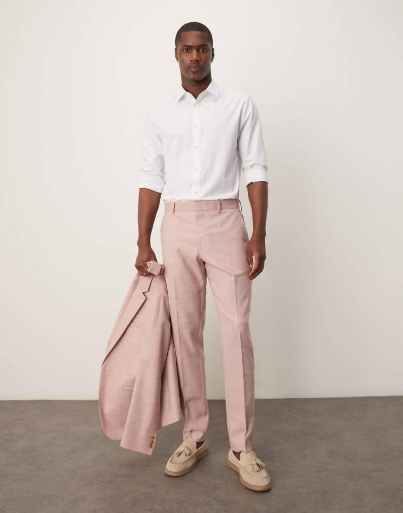 ASOS DESIGN Wedding - Anzughose in Rosa mit engem Schnitt und Strukturmuster von ASOS DESIGN