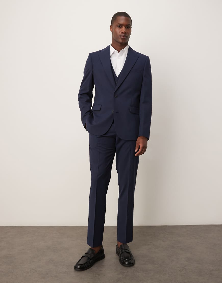 ASOS DESIGN Wedding - Anzugjacke in Marineblau mit Nadelstreifen und schmalem Schnitt ASOS DESIGN Wedding - Anzugjacke in Marineblau mit Nadelstreifen und schmalem Schnitt von ASOS DESIGN