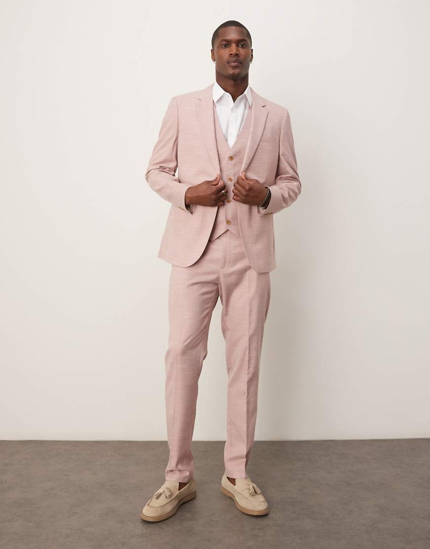 ASOS DESIGN Wedding - Anzugjacke in Rosa mit engem Schnitt und Strukturmuster ASOS DESIGN Wedding - Anzugjacke in Rosa mit engem Schnitt und Strukturmuster von ASOS DESIGN
