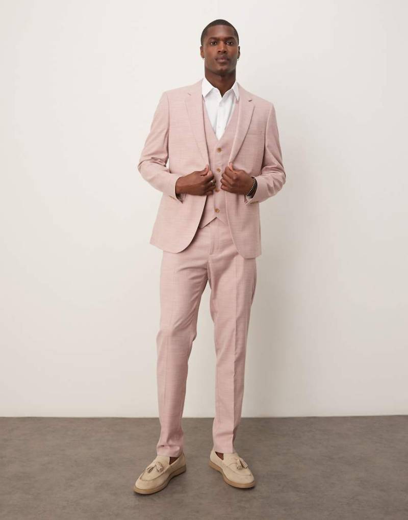 ASOS DESIGN Wedding - Anzugjacke in Rosa mit engem Schnitt und Strukturmuster ASOS DESIGN Wedding - Anzugjacke in Rosa mit engem Schnitt und Strukturmuster von ASOS DESIGN