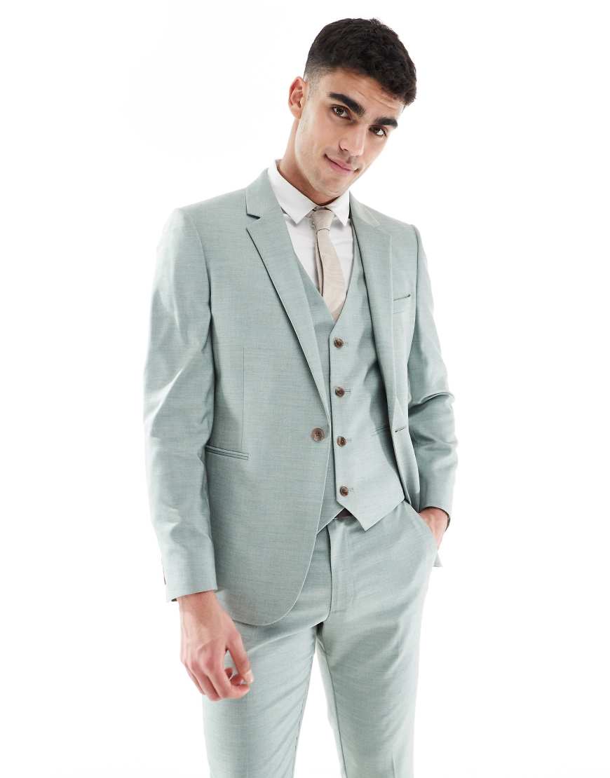 ASOS DESIGN Wedding - Eng geschnittene Anzugjacke in Grün mit Struktur ASOS DESIGN Wedding - Eng geschnittene Anzugjacke in Grün mit Struktur von ASOS DESIGN