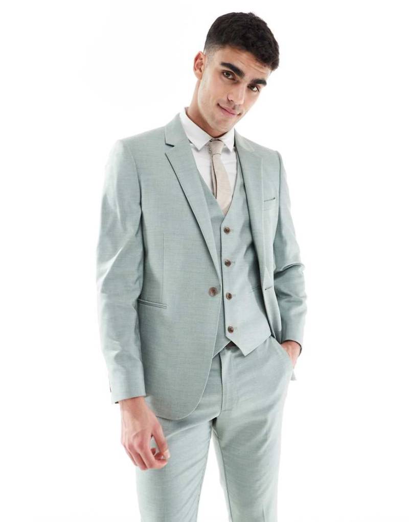 ASOS DESIGN Wedding - Eng geschnittene Anzugjacke in Grün mit Struktur ASOS DESIGN Wedding - Eng geschnittene Anzugjacke in Grün mit Struktur von ASOS DESIGN