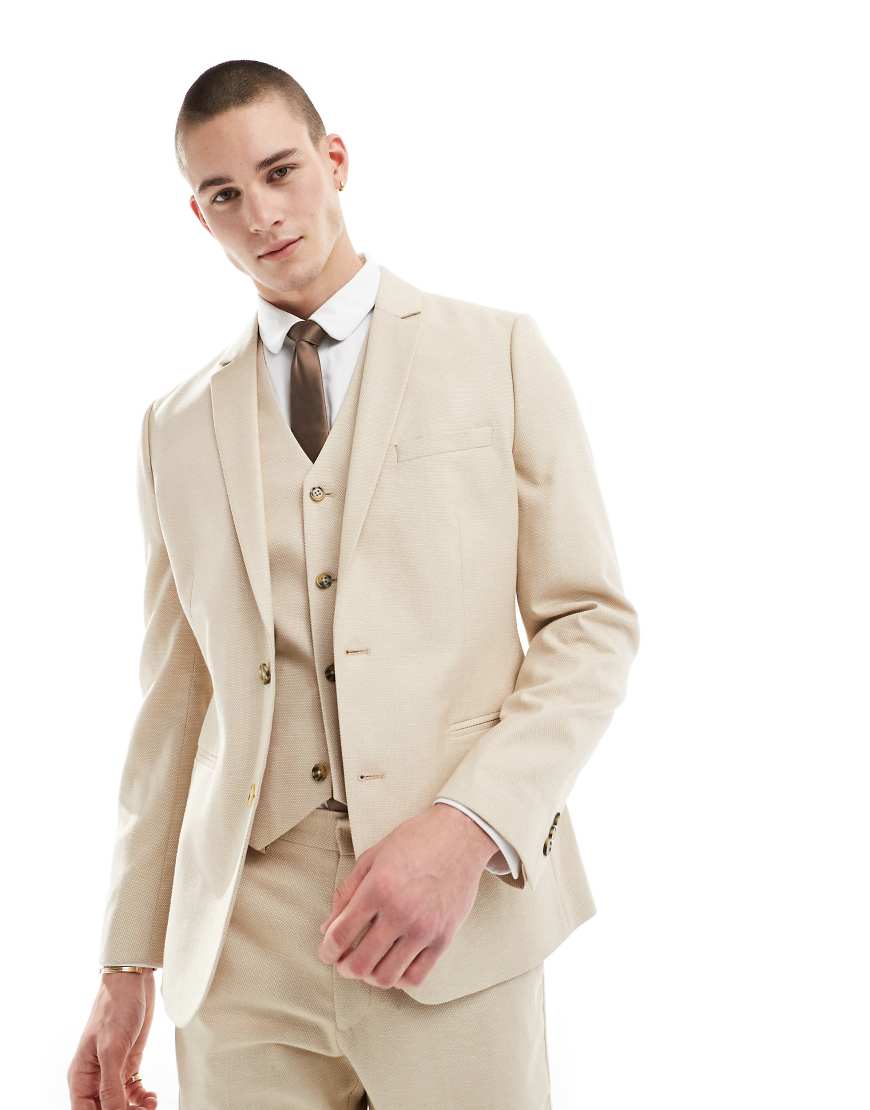 ASOS DESIGN Wedding - Enge Anzugjacke in Stone-Weiß ASOS DESIGN Wedding - Enge Anzugjacke in Stone-Weiß von ASOS DESIGN
