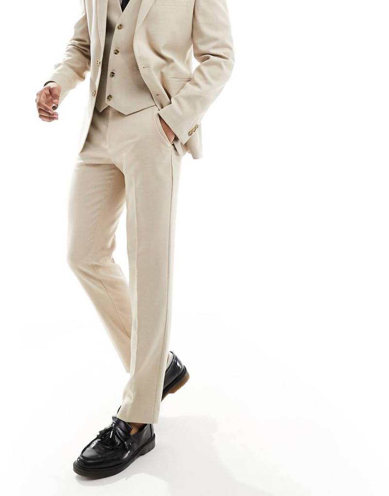 ASOS DESIGN Wedding - Schmal geschnittene Anzughose in Stone-Neutral von ASOS DESIGN