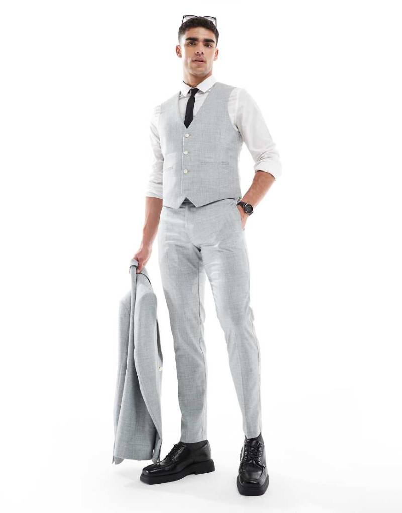 ASOS DESIGN Wedding - Strukturierte Skinny-Fit-Anzughose in meliertem Salbeigrün von ASOS DESIGN