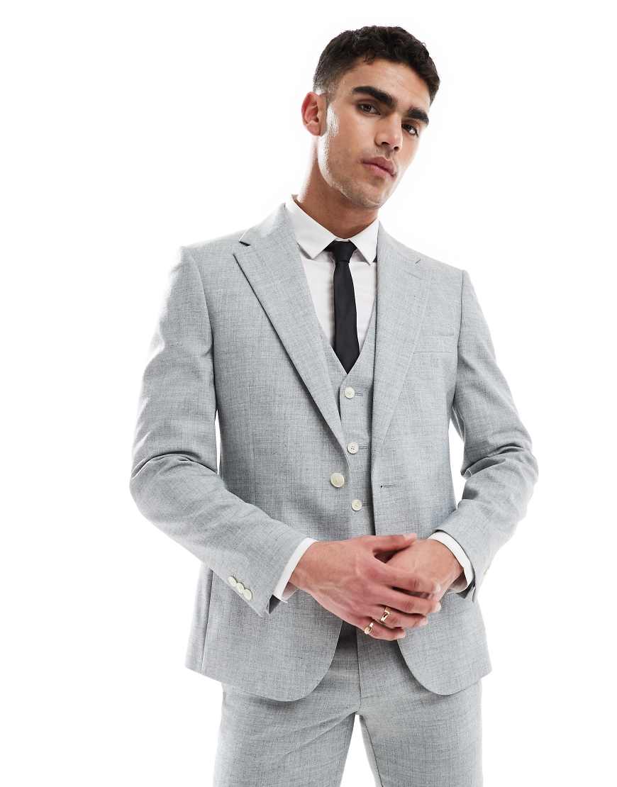 ASOS DESIGN Wedding - Strukturierte Skinny-Fit-Anzugjacke in meliertem Salbeigrün von ASOS DESIGN