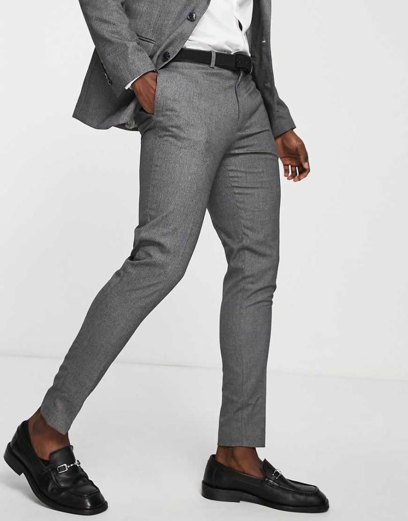 ASOS DESIGN Wedding - Super eng geschnittene Anzughose in Anthrazit mit Mikro-Struktur-Grau von ASOS DESIGN