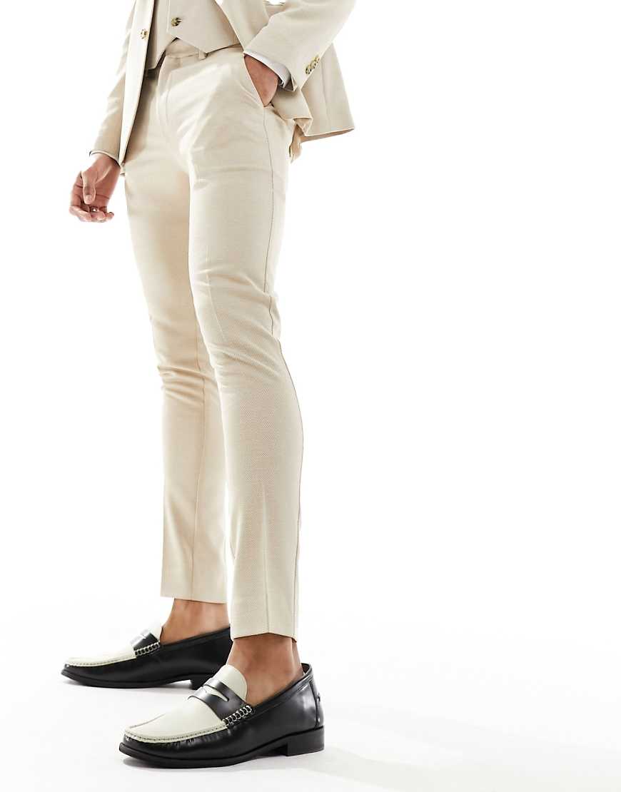 ASOS DESIGN Wedding - Supereng geschnittene Anzughose in Steinbeige-Neutral von ASOS DESIGN