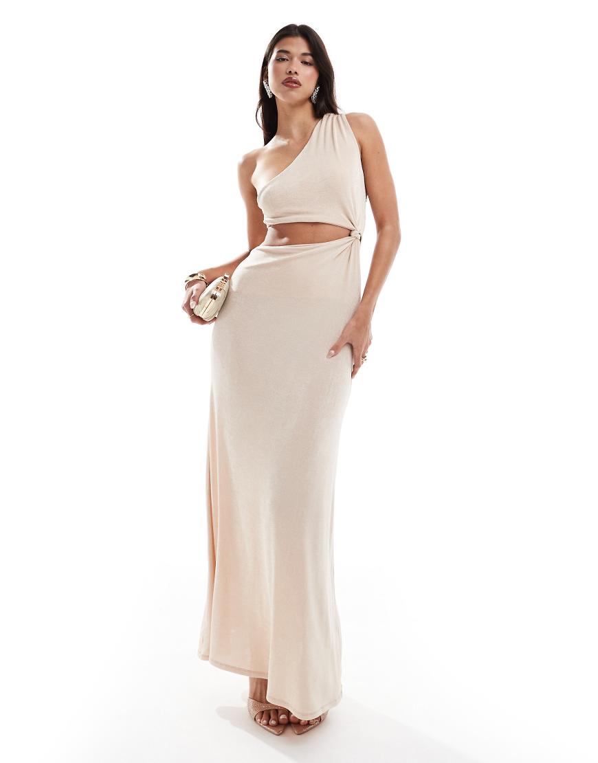 ASOS DESIGN - Weich fließendes Maxikleid in Hellrosa mit asymmetrischem Design und Knotendetail-Blau von ASOS DESIGN