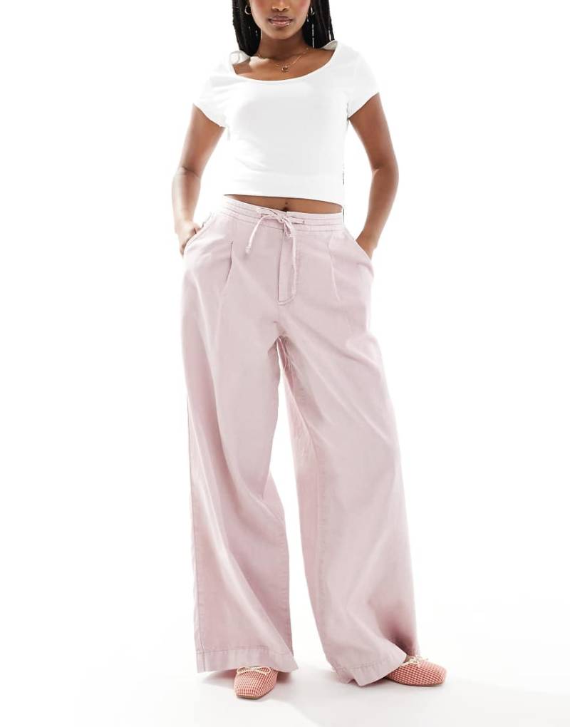 ASOS DESIGN - Weiche Hose in gewaschenem Mauve mit weitem Bein-Lila von ASOS DESIGN