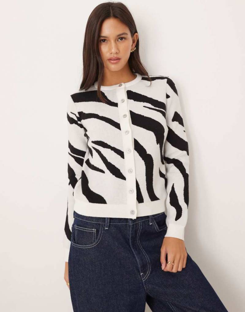 ASOS DESIGN - Weiche Strickjacke mit Zebramuster-Bunt von ASOS DESIGN