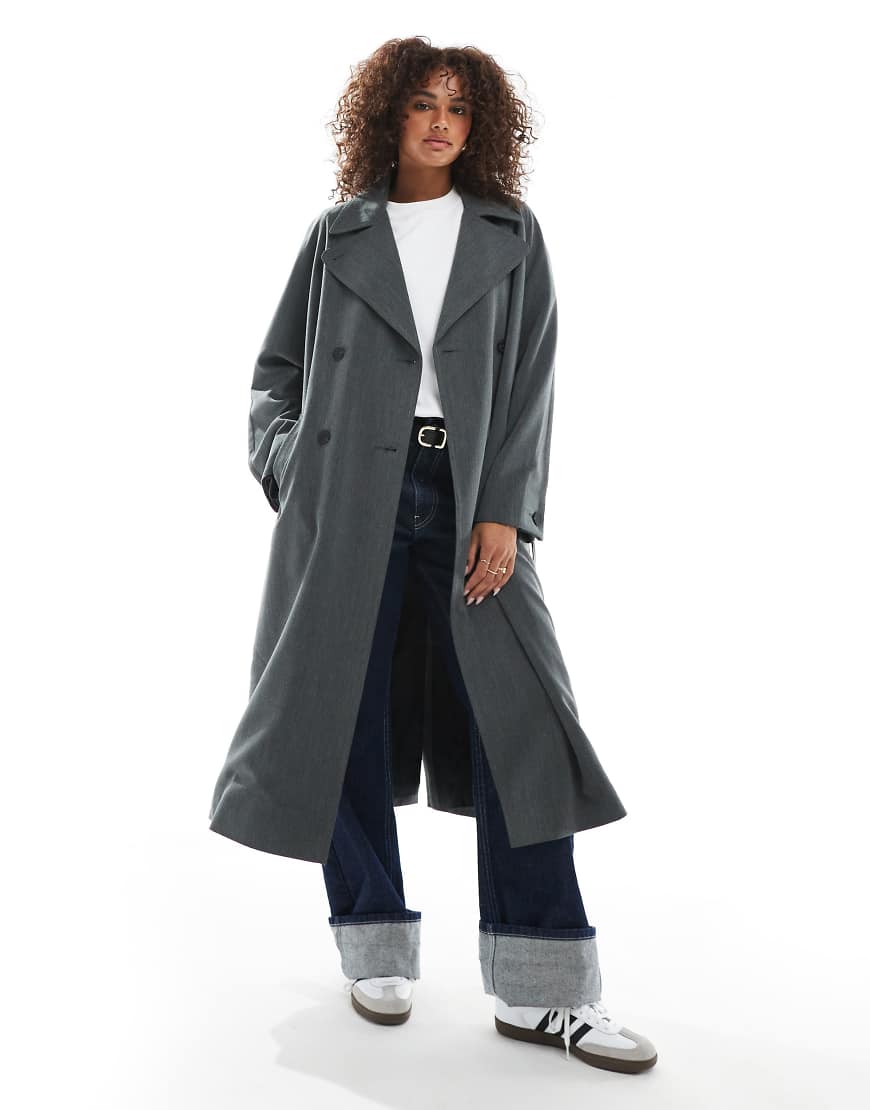 ASOS DESIGN - Weicher, eleganter Trenchcoat in Anthrazit-Grau ASOS DESIGN - Weicher, eleganter Trenchcoat in Anthrazit-Grau von ASOS DESIGN