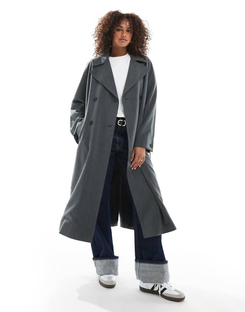 ASOS DESIGN - Weicher, eleganter Trenchcoat in Anthrazit-Grau von ASOS DESIGN