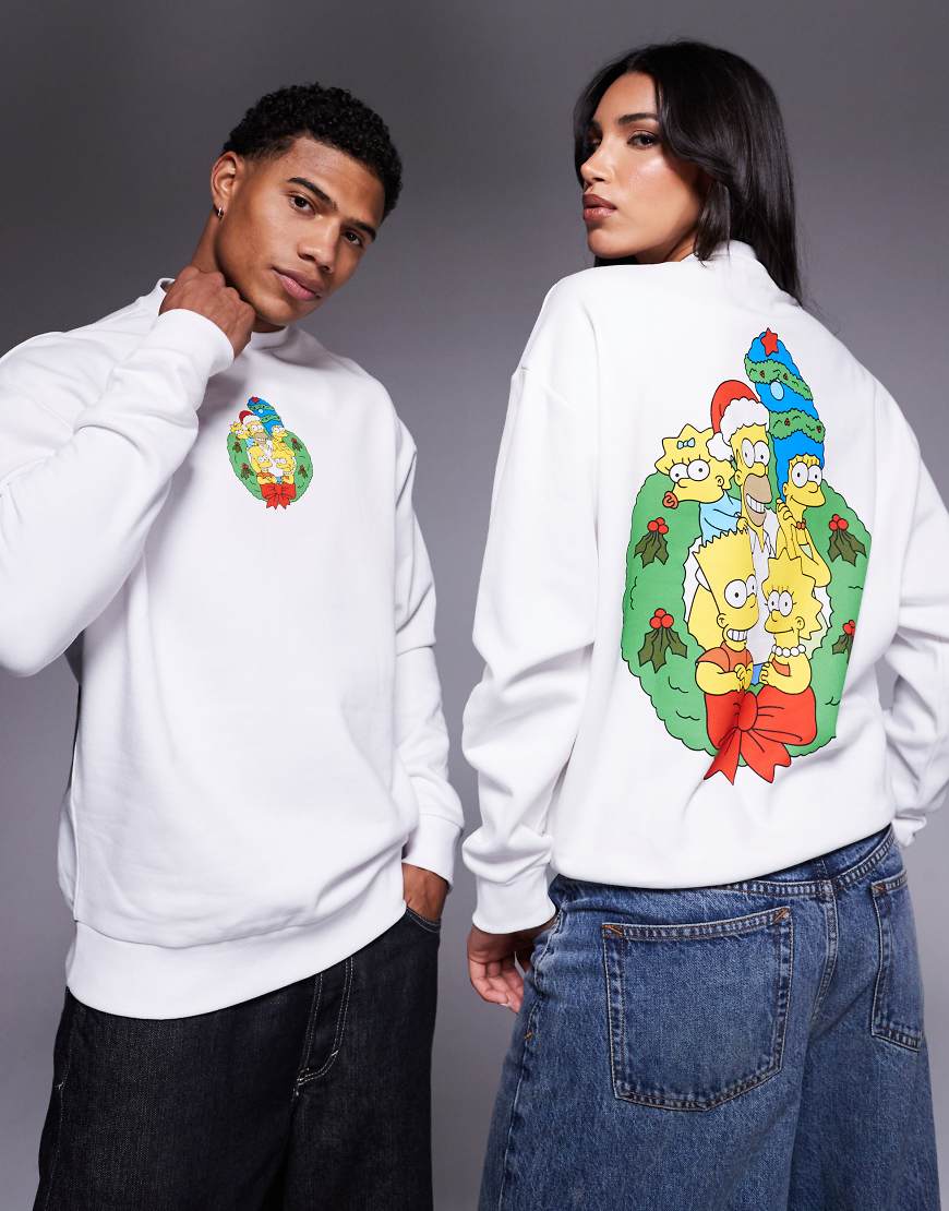 ASOS DESIGN - Weihnachtliches Unisex-Sweatshirt in Weiß mit Oversize-Passform und The-Simpsons-Prints ASOS DESIGN - Weihnachtliches Unisex-Sweatshirt in Weiß mit Oversize-Passform und The-Simpsons-Prints von ASOS DESIGN