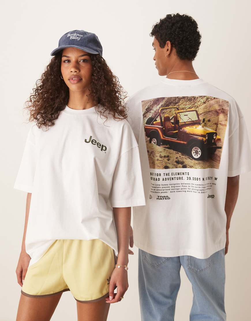 ASOS DESIGN - Weißes Unisex-T-Shirt in Oversize-Passform mit „Jeep"-Prints ASOS DESIGN - Weißes Unisex-T-Shirt in Oversize-Passform mit „Jeep"-Prints von ASOS DESIGN