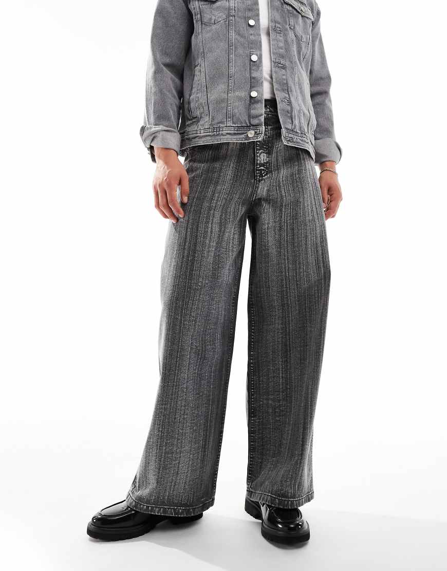 ASOS DESIGN - Weit geschnittene Baggy-Jeans mit schwarzer Intensivwaschung von ASOS DESIGN