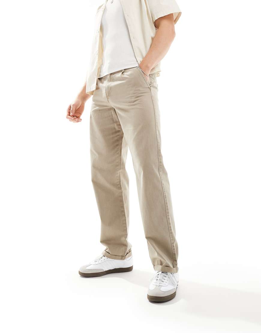 ASOS DESIGN - Weit geschnittene Chinohose in verwaschenem Beige-Neutral von ASOS DESIGN