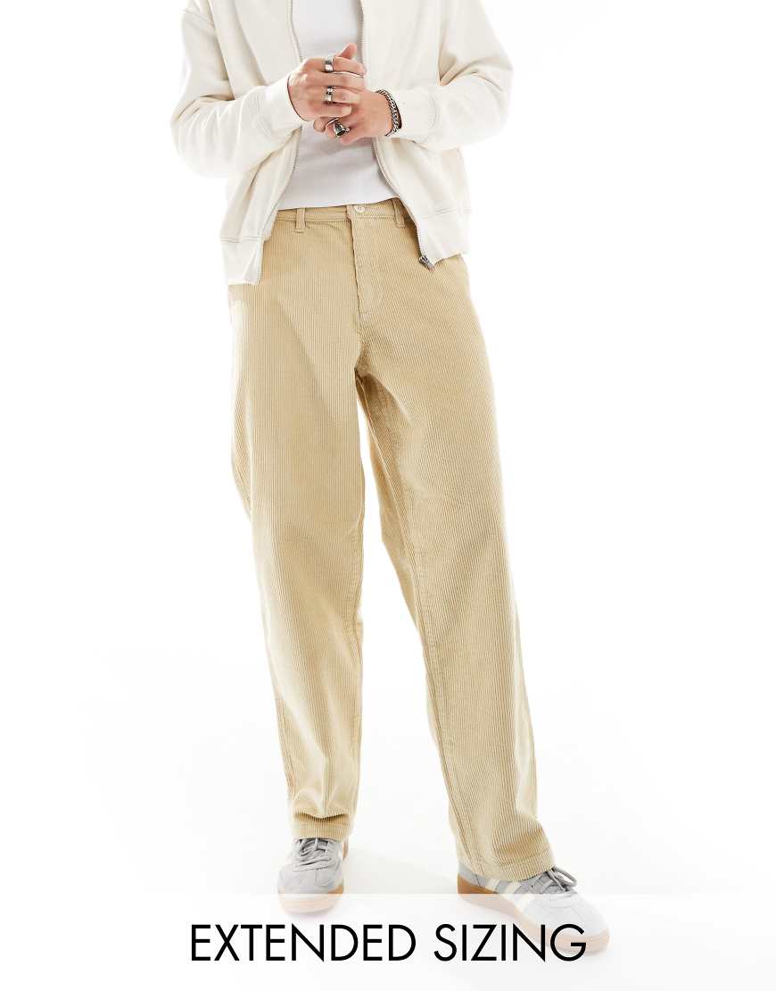 ASOS DESIGN - Weit geschnittene Cordhose in Steinbeige-Neutral von ASOS DESIGN