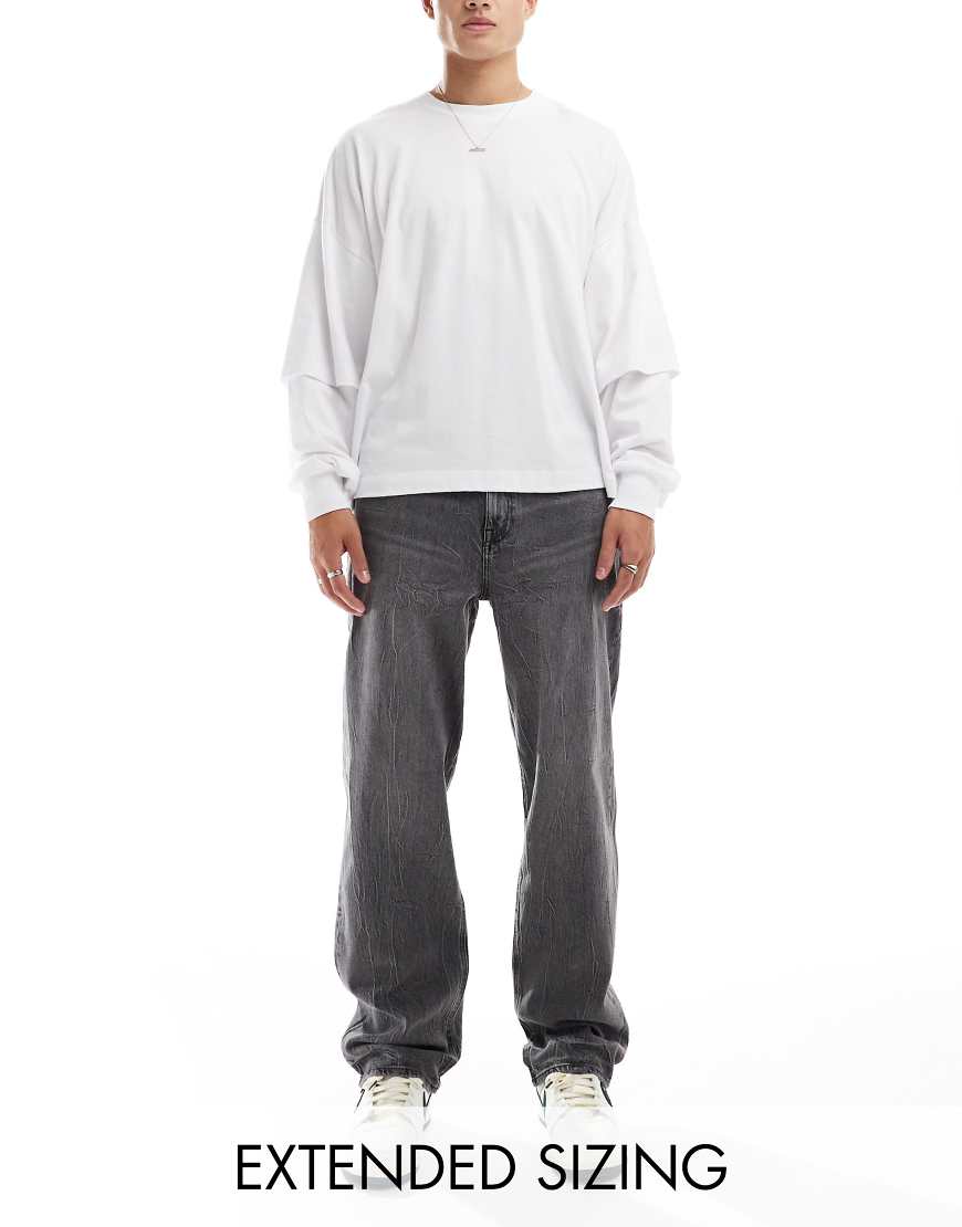 ASOS DESIGN - Weit geschnittene Stretch-Jeans in verwaschenem Grau ASOS DESIGN - Weit geschnittene Stretch-Jeans in verwaschenem Grau von ASOS DESIGN