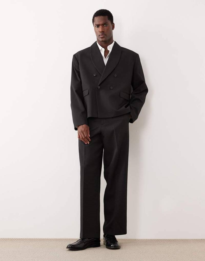 ASOS DESIGN - Weite Anzughose aus Jacquard in Schwarz von ASOS DESIGN