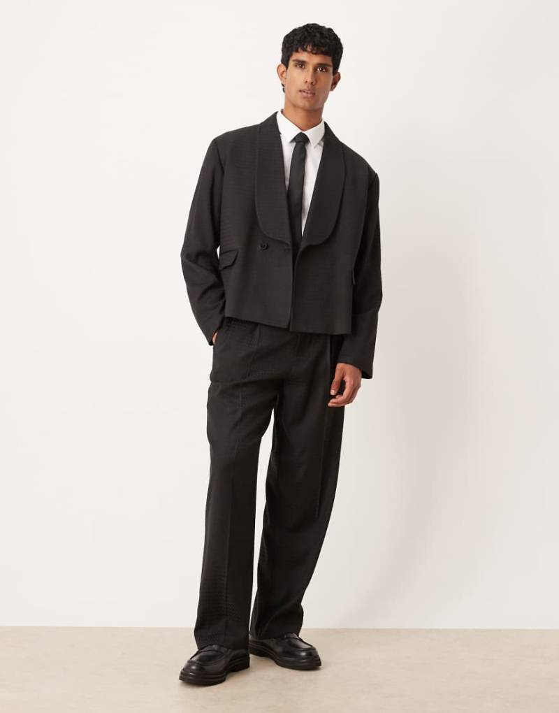 ASOS DESIGN - Weite Anzughose aus Jacquard in Schwarz von ASOS DESIGN