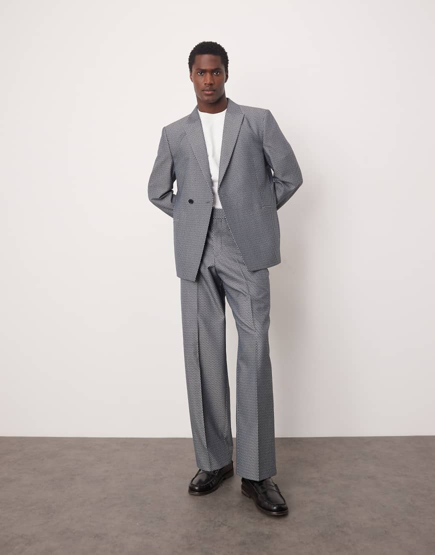 ASOS DESIGN - Weite Anzughose in Grau mit Schachbrett-Webmuster ASOS DESIGN - Weite Anzughose in Grau mit Schachbrett-Webmuster von ASOS DESIGN