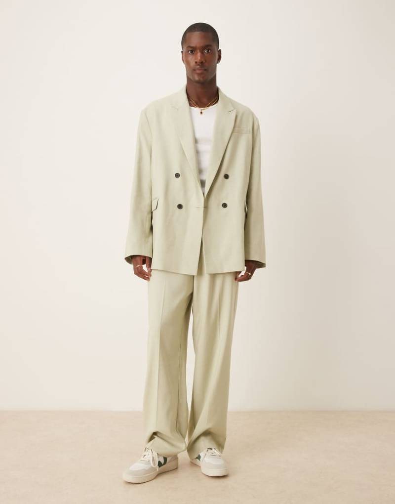 ASOS DESIGN - Weite Anzughose in salbeigrüner Leinenoptik ASOS DESIGN - Weite Anzughose in salbeigrüner Leinenoptik von ASOS DESIGN