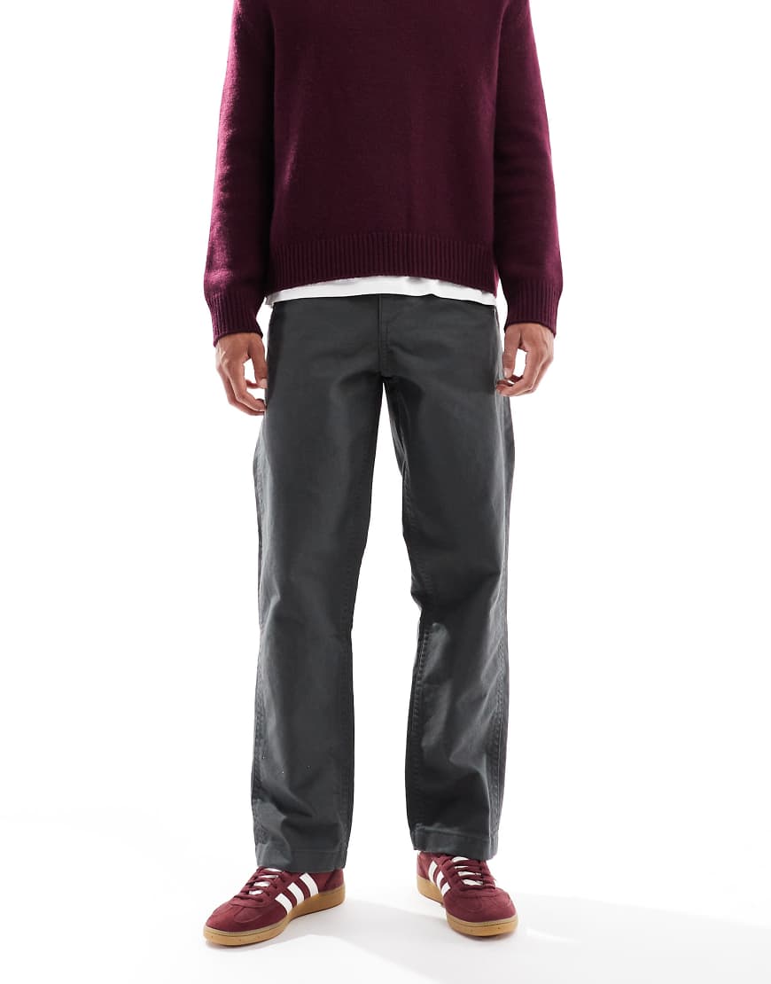 ASOS DESIGN - Weite Cargohose aus Canvas in Anthrazitgrau-Schwarz von ASOS DESIGN