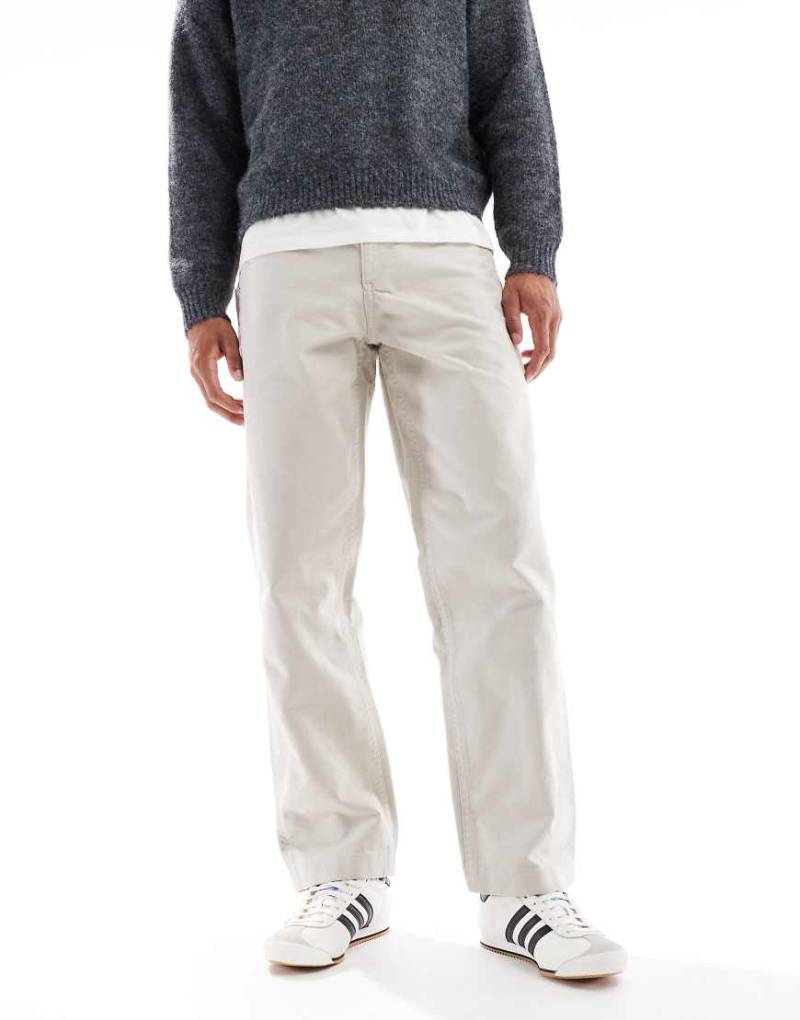 ASOS DESIGN - Weite Cargohose aus Canvas in Steinbeige-Grau von ASOS DESIGN