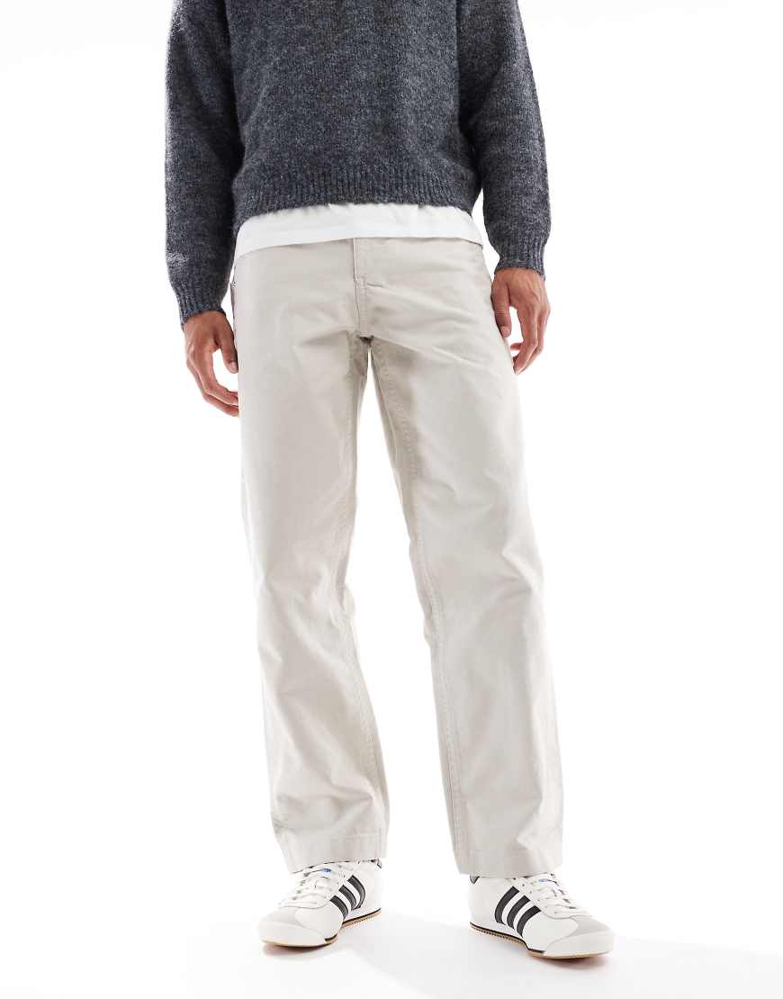 ASOS DESIGN - Weite Cargohose aus Canvas in Steinbeige-Grau von ASOS DESIGN