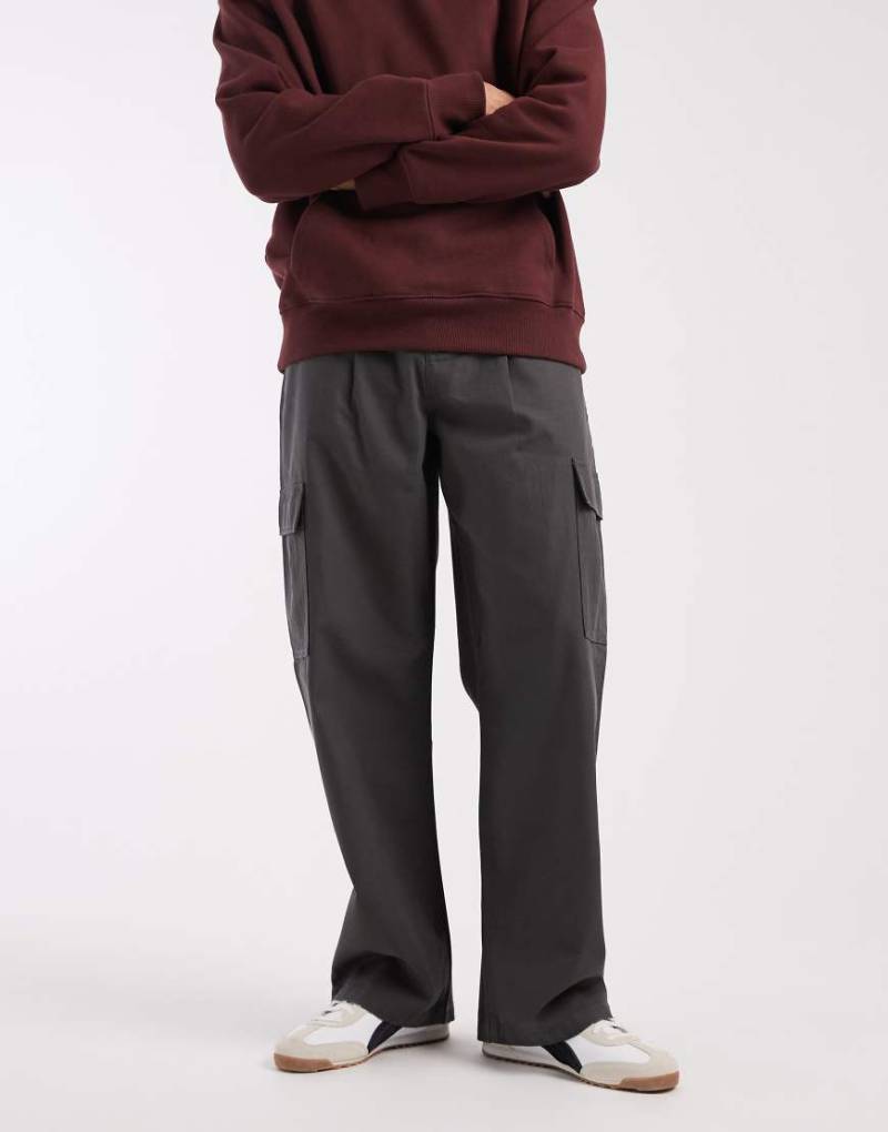 ASOS DESIGN - Weite Cargohose in Grau-Schwarz von ASOS DESIGN