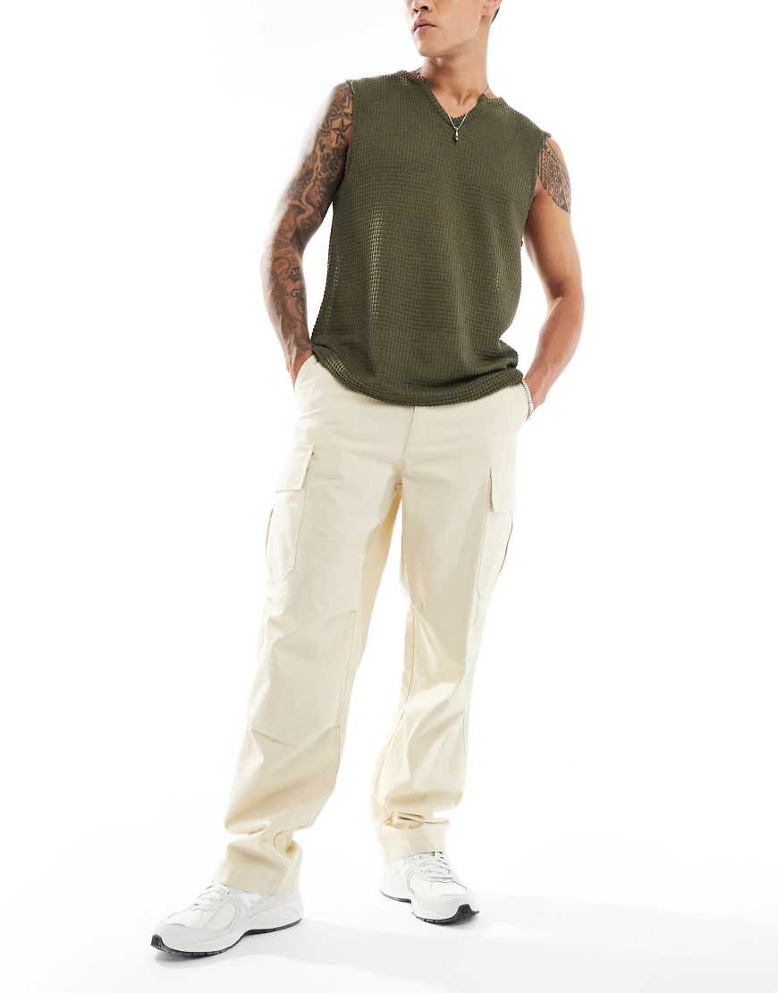 ASOS DESIGN - Weite Cargohose in Hellbraun-Neutral von ASOS DESIGN