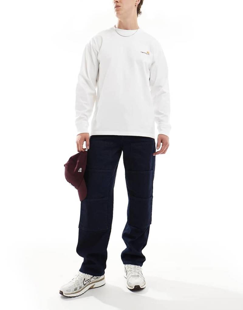 ASOS DESIGN - Weite Carpenter-Jeans in dunkelblauer Waschung mit Tasche vorne von ASOS DESIGN
