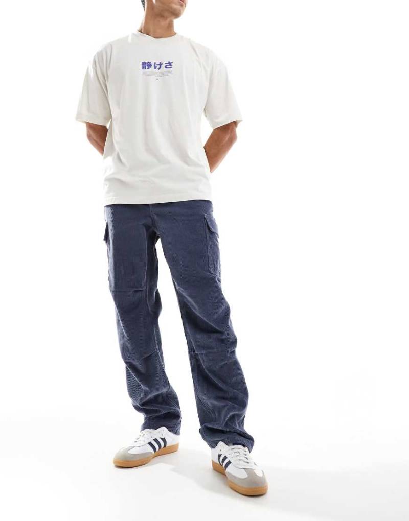 ASOS DESIGN - Weite Cord-Cargohose in Blau-Grau von ASOS DESIGN