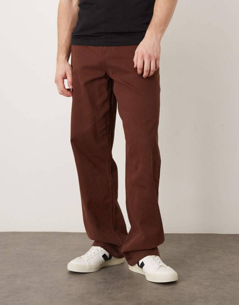 ASOS DESIGN - Weite Hose in Braun mit Fischgrätmuster-Brown von ASOS DESIGN
