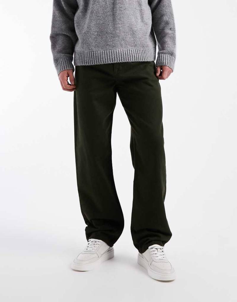 ASOS DESIGN - Weite Hose in Khaki mit Bundfalten-Grün von ASOS DESIGN