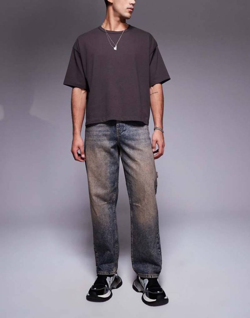 ASOS DESIGN - Weite Jeans in Indigoblau mit Farbstich von ASOS DESIGN
