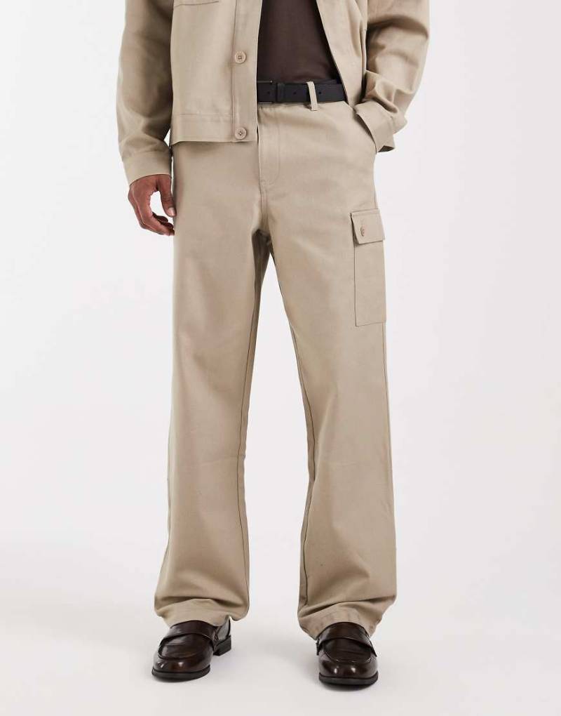 ASOS DESIGN - Weite Oversize-Cargohose in Beige, Kombiteil-Neutral von ASOS DESIGN