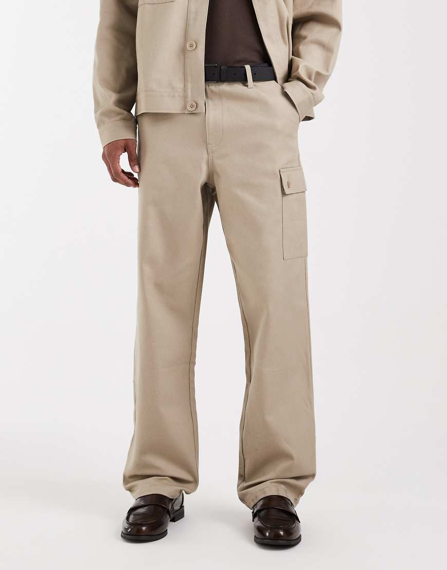 ASOS DESIGN - Weite Oversize-Cargohose in Beige, Kombiteil-Neutral von ASOS DESIGN