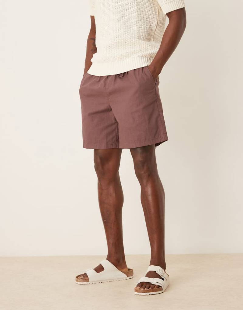 ASOS DESIGN - Weite Shorts aus Leinenmix in Braun von ASOS DESIGN
