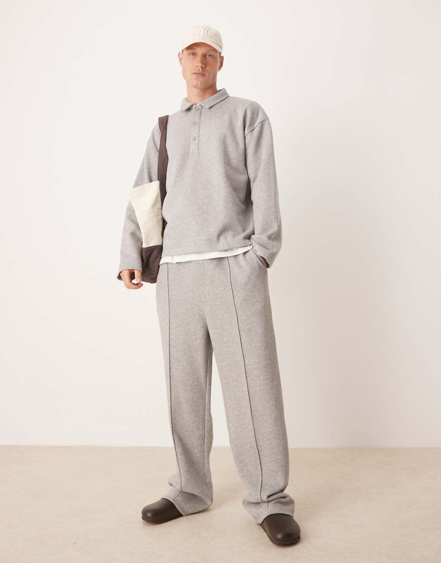 ASOS DESIGN - Weite elegante Jogginghose in Grau meliert, Kombiteil ASOS DESIGN - Weite elegante Jogginghose in Grau meliert, Kombiteil von ASOS DESIGN