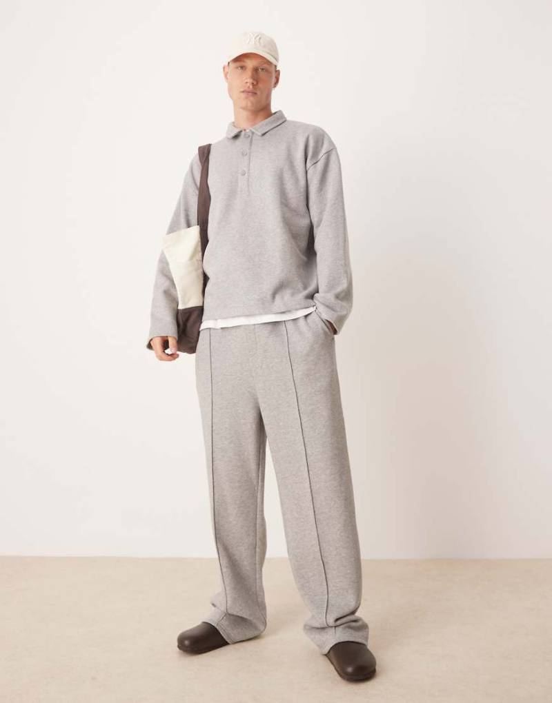 ASOS DESIGN - Weite elegante Jogginghose in Grau meliert, Kombiteil von ASOS DESIGN