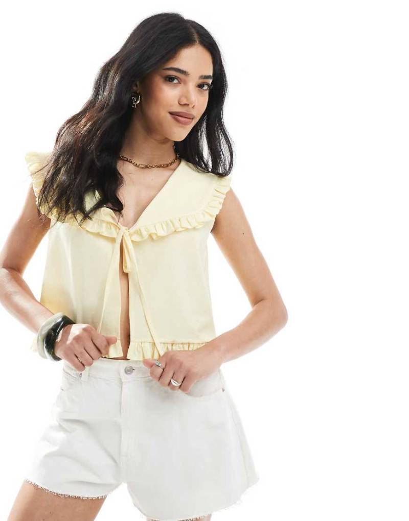 ASOS DESIGN - Weste aus Leinenmix mit gebundener Vorderseite-Gelb von ASOS DESIGN