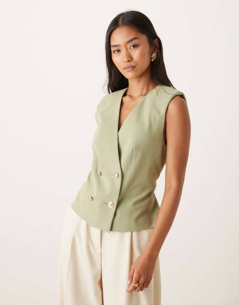ASOS DESIGN - Weste in Khaki-Grün von ASOS DESIGN
