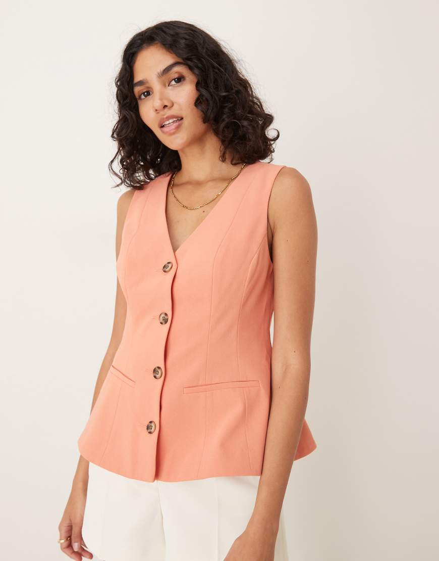 ASOS DESIGN - Weste in Koralle mit Schößchen-Orange ASOS DESIGN - Weste in Koralle mit Schößchen-Orange von ASOS DESIGN