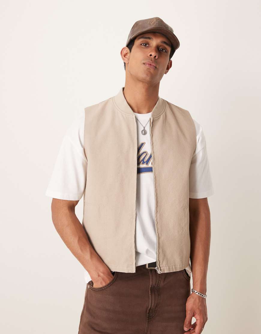 ASOS DESIGN - Weste in verwaschenem Steinbeige-Neutral von ASOS DESIGN